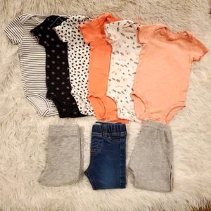 Baby girl onesies and pants bundle 6-9m